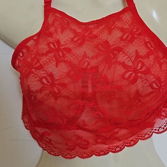 Victoria's Secert Women's Lace Underwire Halter Bralette 32DD Red - Picture 3 of 16